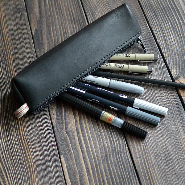 Leather Pencil Case-Black