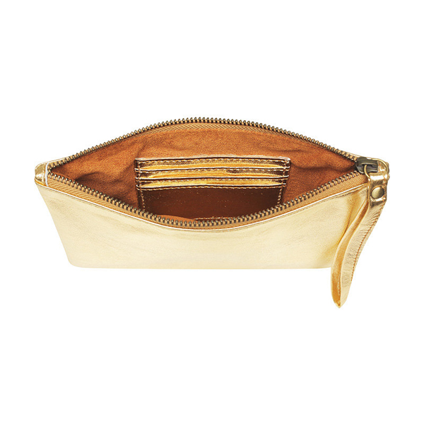 Small Leather Pouch-metallic gold