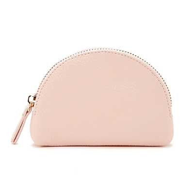 Pebbled Faux Leather Coin Purse-Pink
