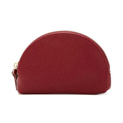 Pebbled Faux Leather Coin Purse-Burgundy