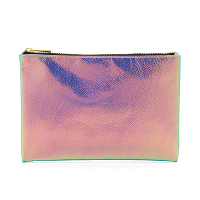Holographic Flat Makeup Pouch-Pink/Multi