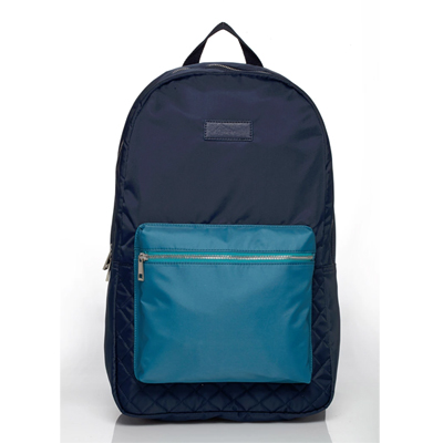 Men Colorblock Quilted Backpack-Navy/Teal