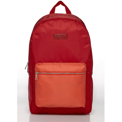 Men Colorblock Quilted Backpack-Red/Orange