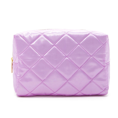 Quilted Makeup Bag-Purple