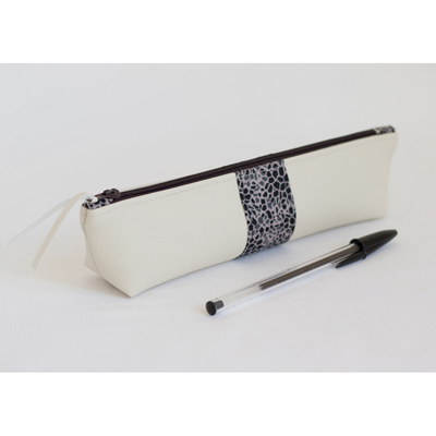 Faux Leather Pencil case-White
