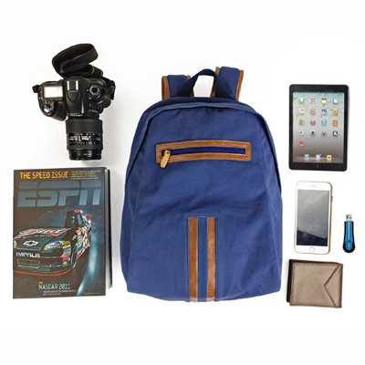 Canvas Laptop Backpack Bag-Blue
