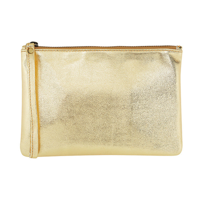 Small Leather Pouch-metallic gold
