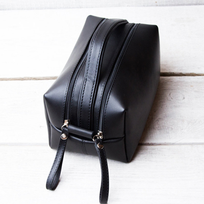 toiletry leather bag-Black