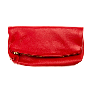 Women Foldover Clutch Bag-Red
