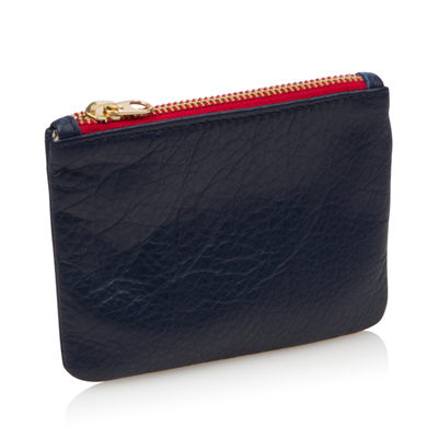 Leather Coin Purse-Navy Blue