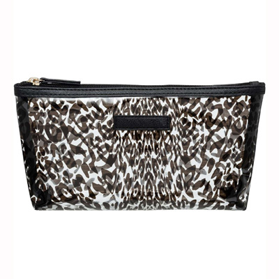 Clear leopard small cosmetic bag-Black