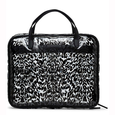 Clear leopard holdall cosmetic bag-Black