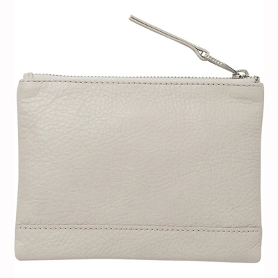 Leather Small Flat pouch- Beige