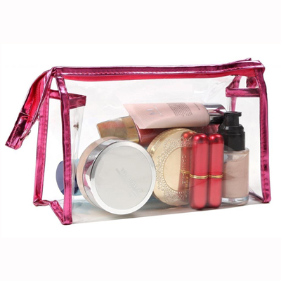 Waterproof Travel Bags Clear Cosmetic Bag-Red