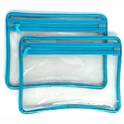 Clear Vinyl Flat Pouch for a Tote-Blue