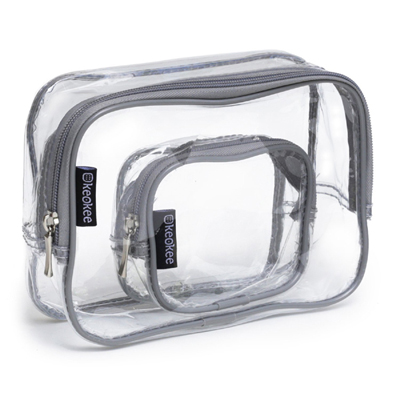 Clear Bag with Smaller Case for Travel-Grey
