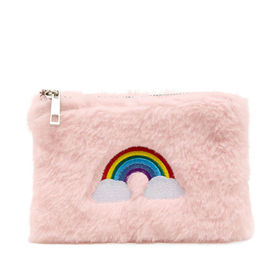Rainbow Embroidered Coin Purse-Pink