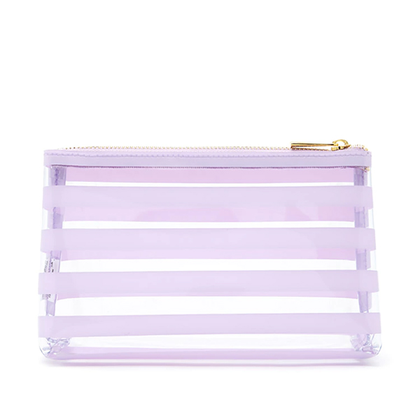 Striped Clear Makeup Bag-Lavender