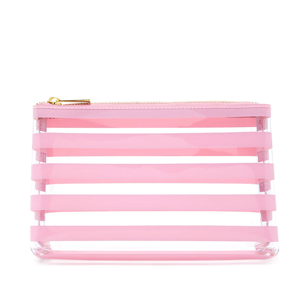 Striped Clear Makeup Bag-Lavender-Light Pink