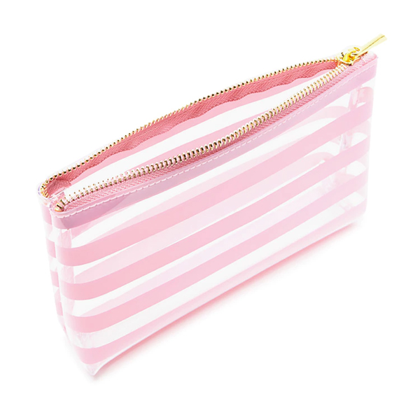 Striped Clear Makeup Bag-Lavender-Light Pink