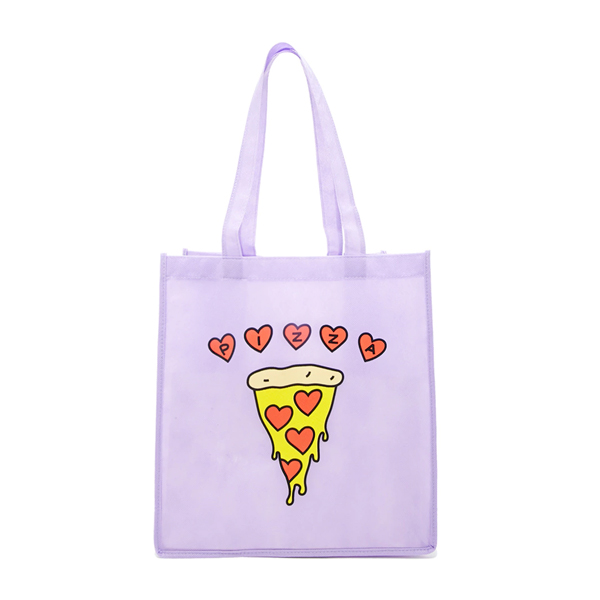Pizza Heart Graphic Tote Bag-Lavender
