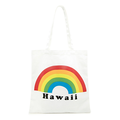Rainbow Hawaii Graphic Tote Bag-Beige