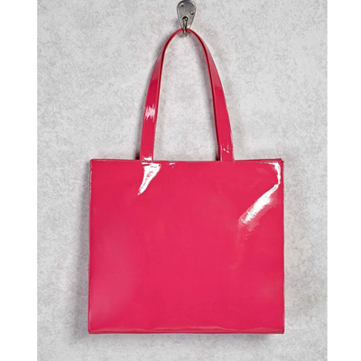 Faux Patent Leather Tote Bag-Pink