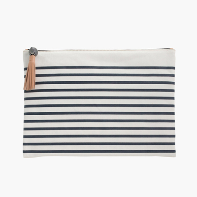 Striped Water-resistant Bag-Navy