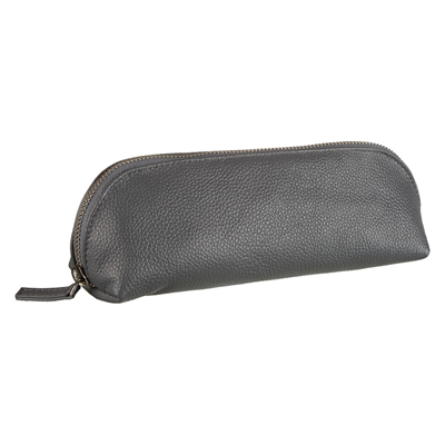 Leather Brush Makeup Pouch-Dark Grey