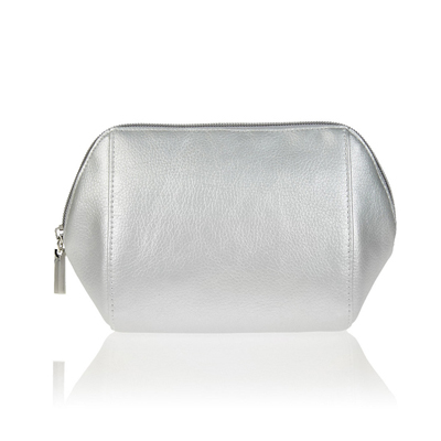 Faux Leather Make-Up Bag-Silver