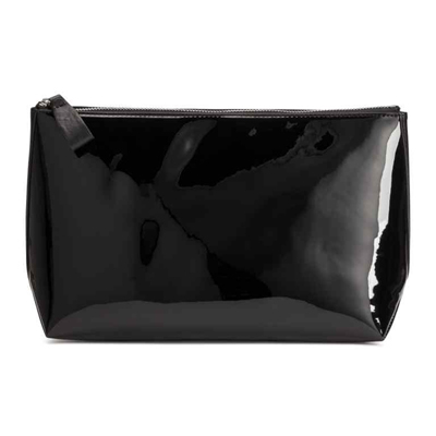 Shiny Patent Wash Bag-Black