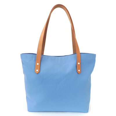 Canvas and Leather Shopper Bag Blue