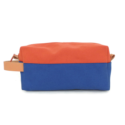 Orange and Blue Canvas Dopp Kit