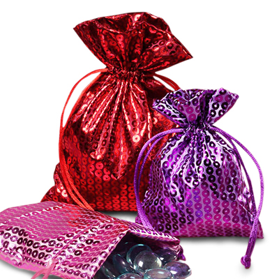 Faux Sequin Printed Satin Bags