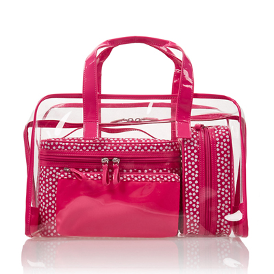 4 Pink Spot Cosmetic Bag Set Pink