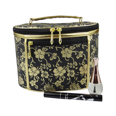 Black & Gold Floral Vanity Case