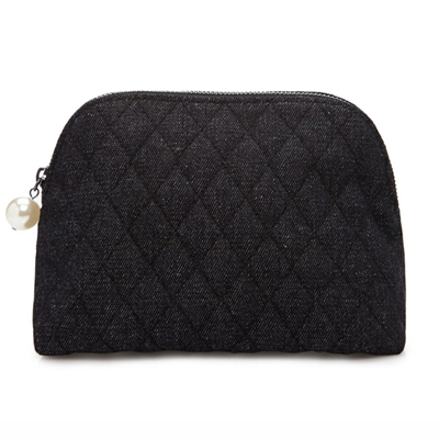 Quilted Denim Cosmetic Pouch Black