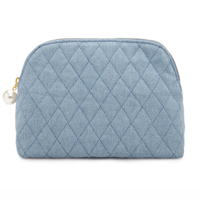 Quilted Denim Cosmetic Pouch Blue