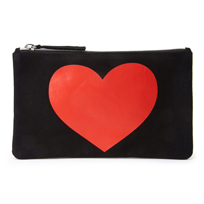 Black & Red Heart Make up pouch