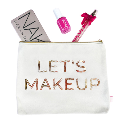 Let's Makeup Sequins Makeup Bag-White