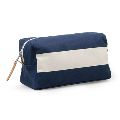 Blue & White Stripe Canvas wash bag Navy
