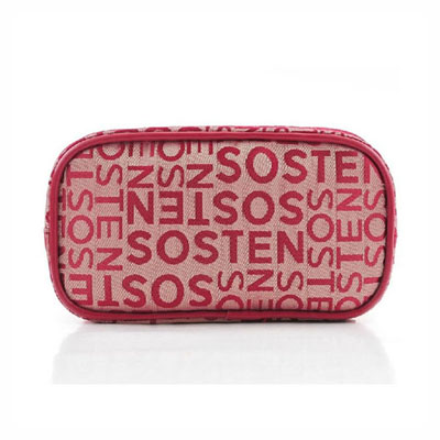 Double Zip Jacquard Cosmetic Bag Red