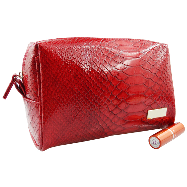 Snake Pattern Cosmetic Storage Bag Red