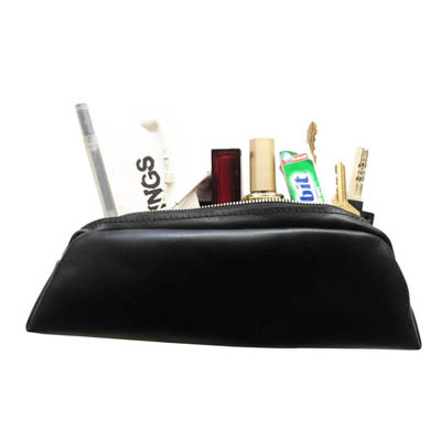 leather pencil pouch-Black
