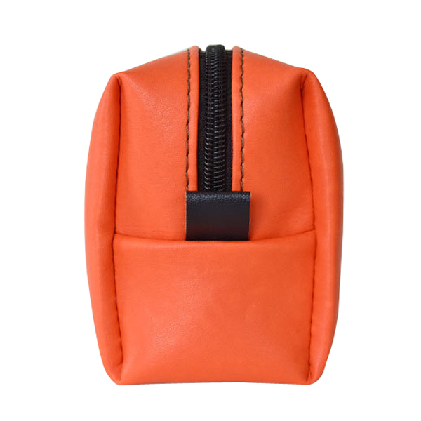 Faux Leather Makeup Bag-Orange