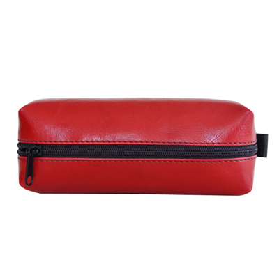 Faux Leather Makeup Bag-Red
