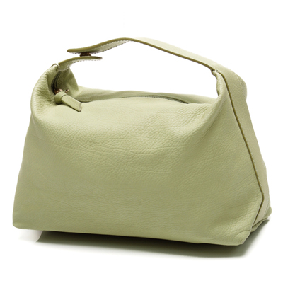 Green Leather Zip Wash Bag