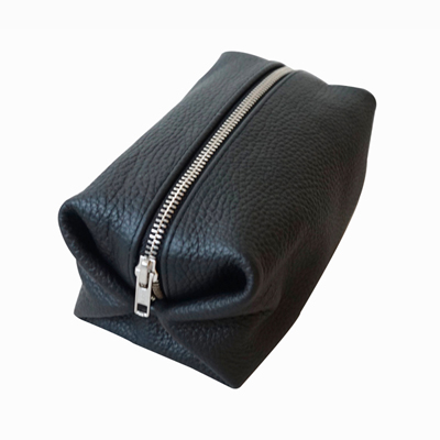Black Calf Leather Cosmetic Bag