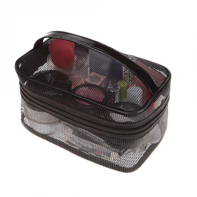 Portable Mesh Cosmetic Storage Case Black
