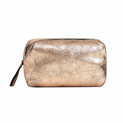 Metallic Suede cosmetic bag-Rose Gold